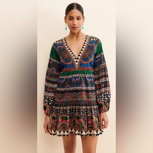 Farm Rio for Anthropologie Printed Mini Dress | XS | Pockets | Lined